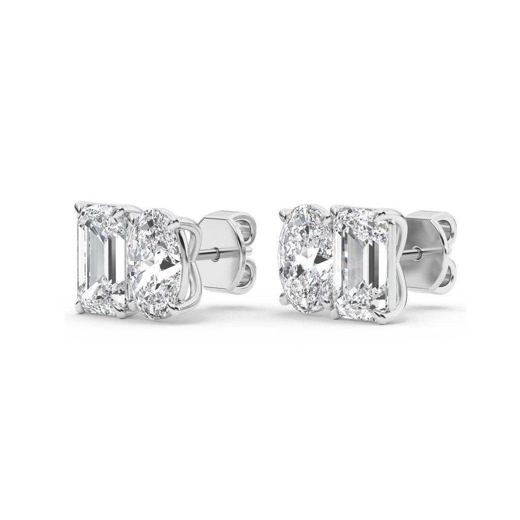 Eden Emerald Oval Diamond Studs - white gold product image 4
