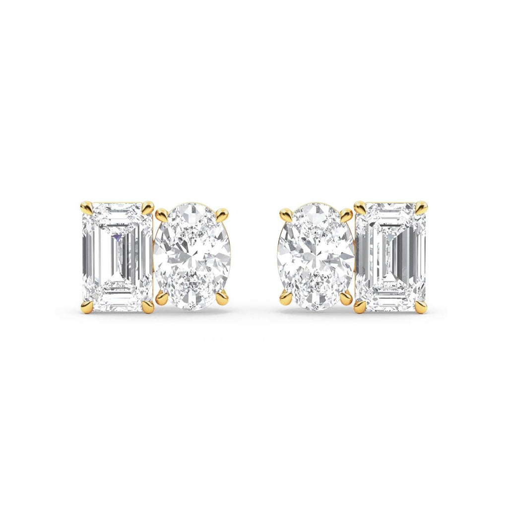 Eden Emerald Oval Diamond Studs in 9K Yellow Gold - product image 1