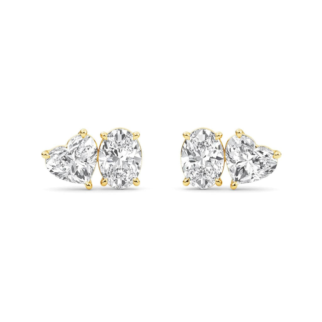 2.77ct Oval and Heart Lab Diamond Earrings in Yellow Gold - product image 1