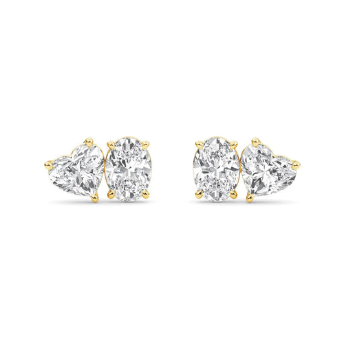 2.77ct Oval and Heart Lab Diamond Earrings in Yellow Gold - product image 1