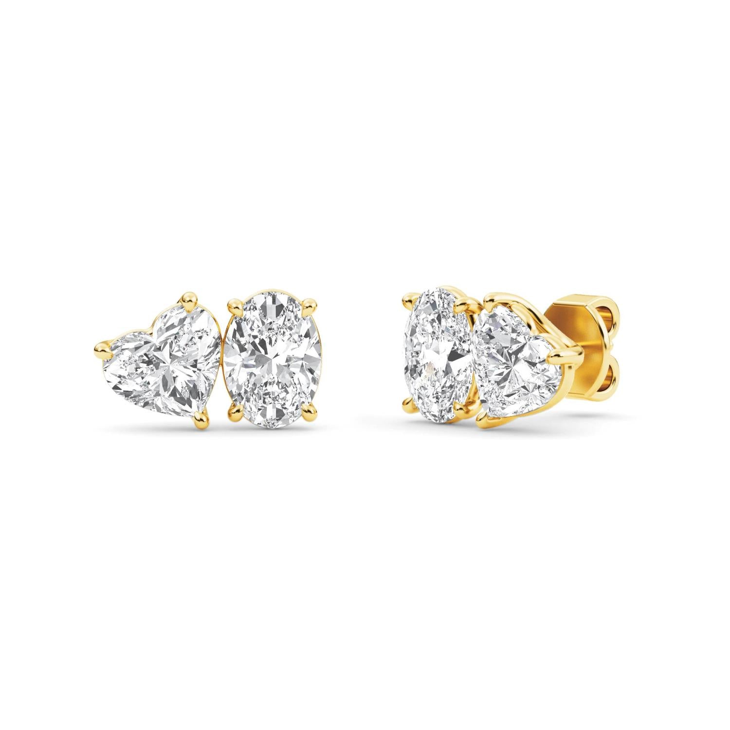 2.77ct Oval&Hearts - yellow gold - side/angle view