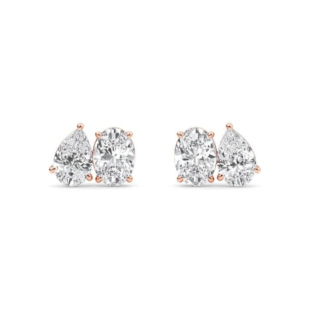 2.54ct Pear and Oval Lab Diamond Earrings - rose gold product image 1