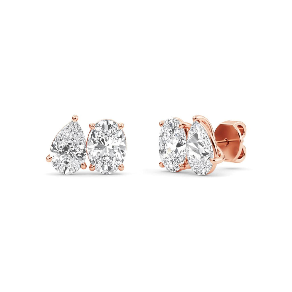 Eden Pear Oval Earrings - rose gold - side/angle view