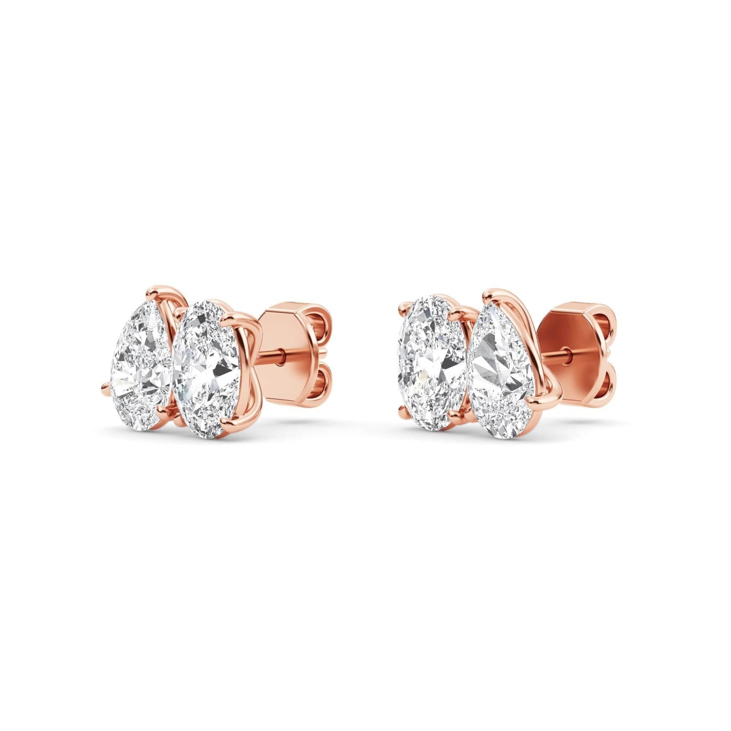 2.54ct Pear and Oval Lab Diamond Earrings - rose gold product image 4