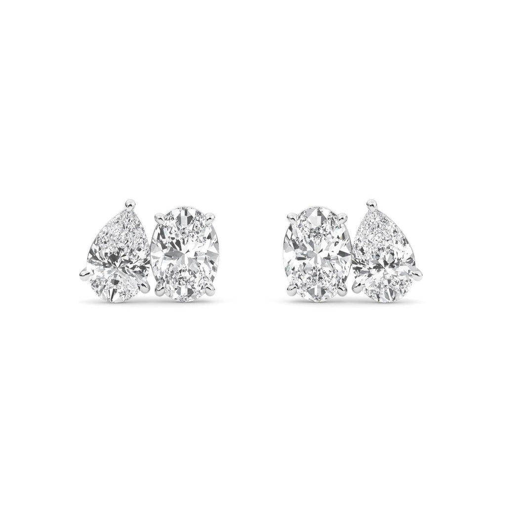 2.54ct Pear and Oval Lab Diamond Earrings - white gold product image 1