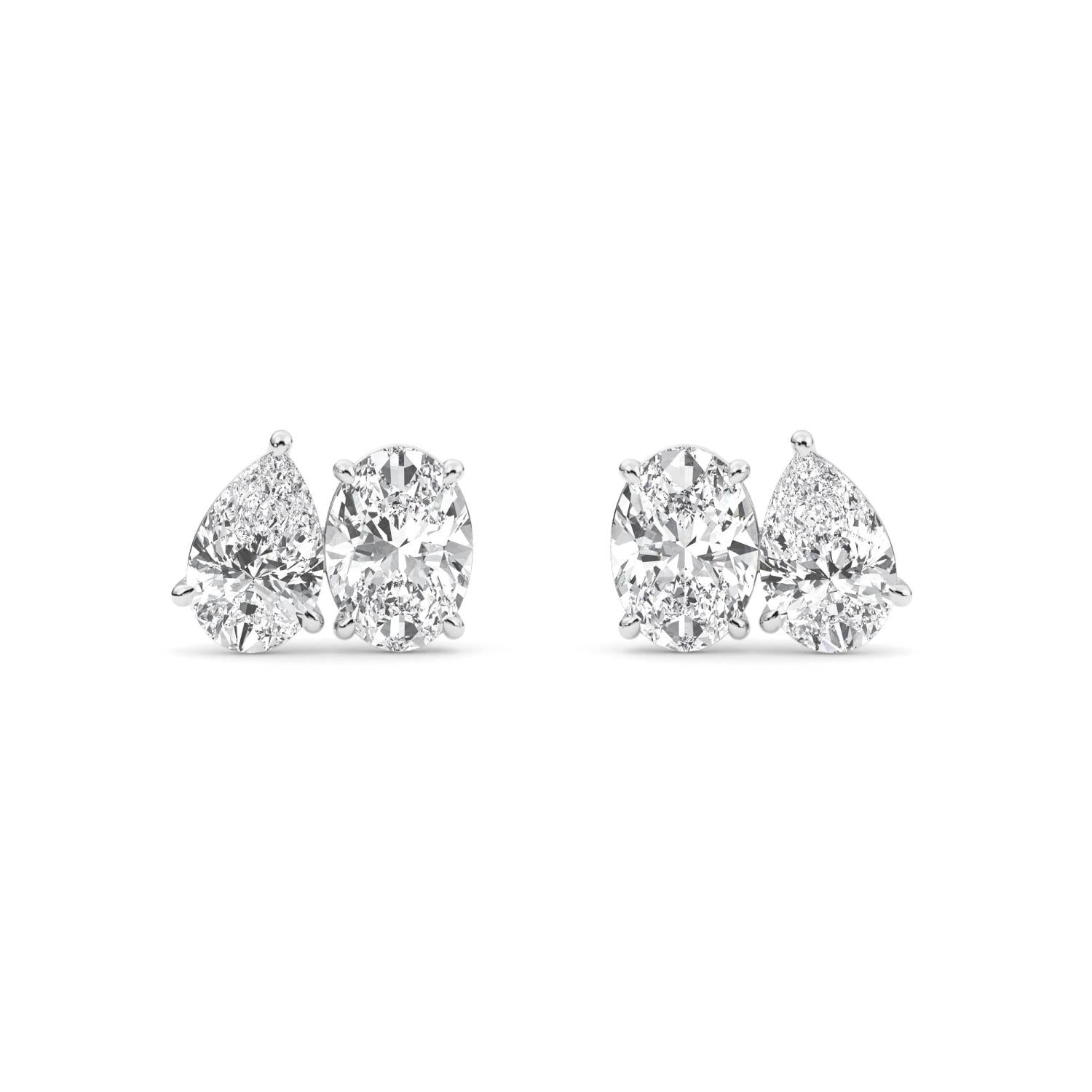 2.54ct Pear and Oval Lab Diamond Earrings - white gold product image 1