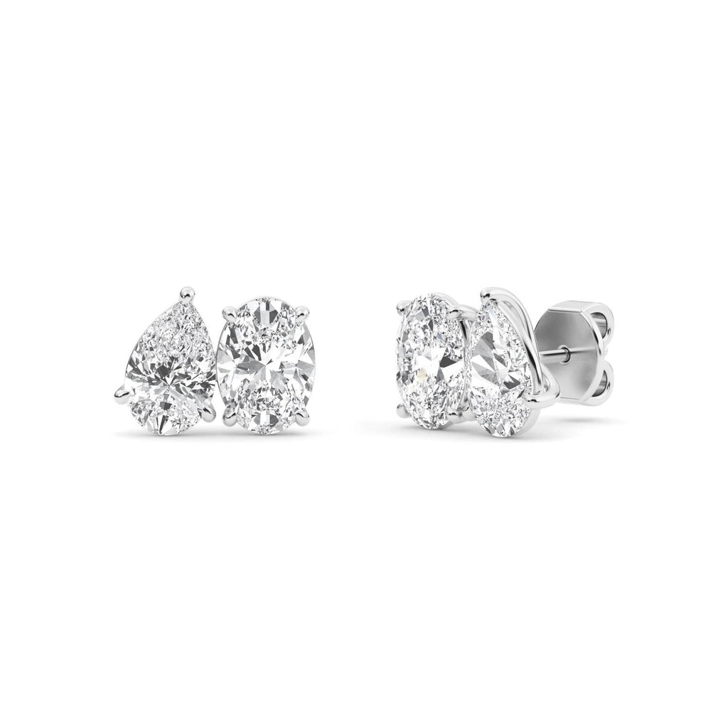 Eden Pear Oval Earrings - white gold - side/angle view