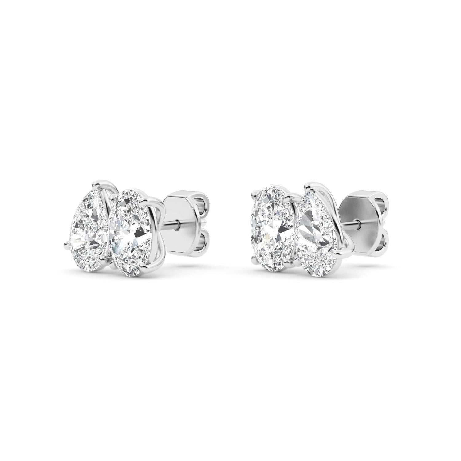 2.54ct Pear and Oval Lab Diamond Earrings - white gold product image 4