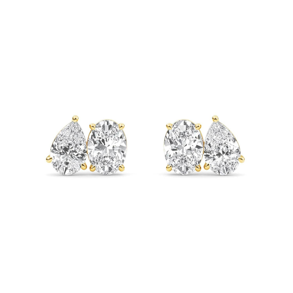 2.54ct Pear and Oval Lab Diamond Earrings in Yellow Gold - product image 1