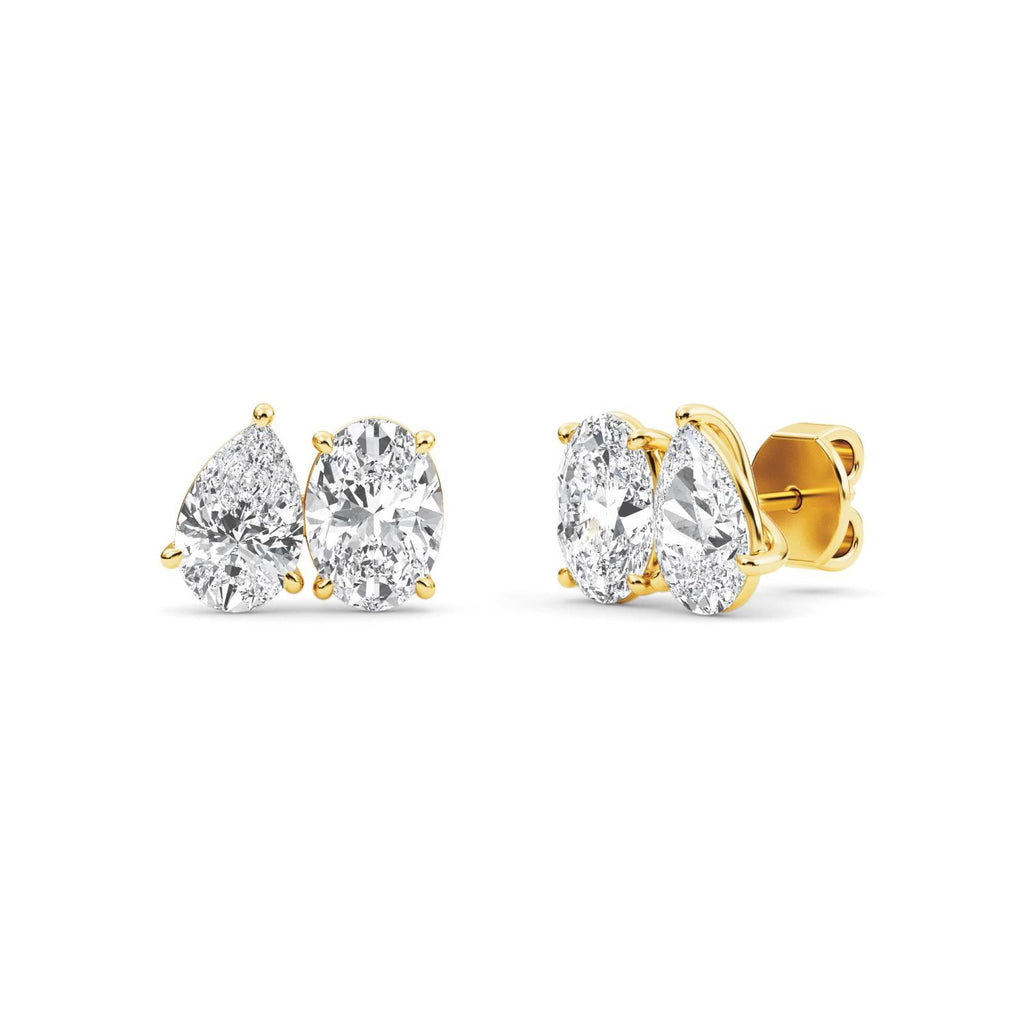 Eden Pear Oval Earrings - yellow gold - side/angle view