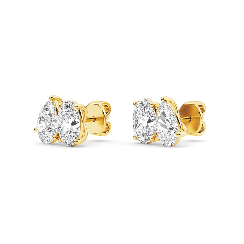 2.54ct Pear and Oval Lab Diamond Earrings - yellow gold product image 4