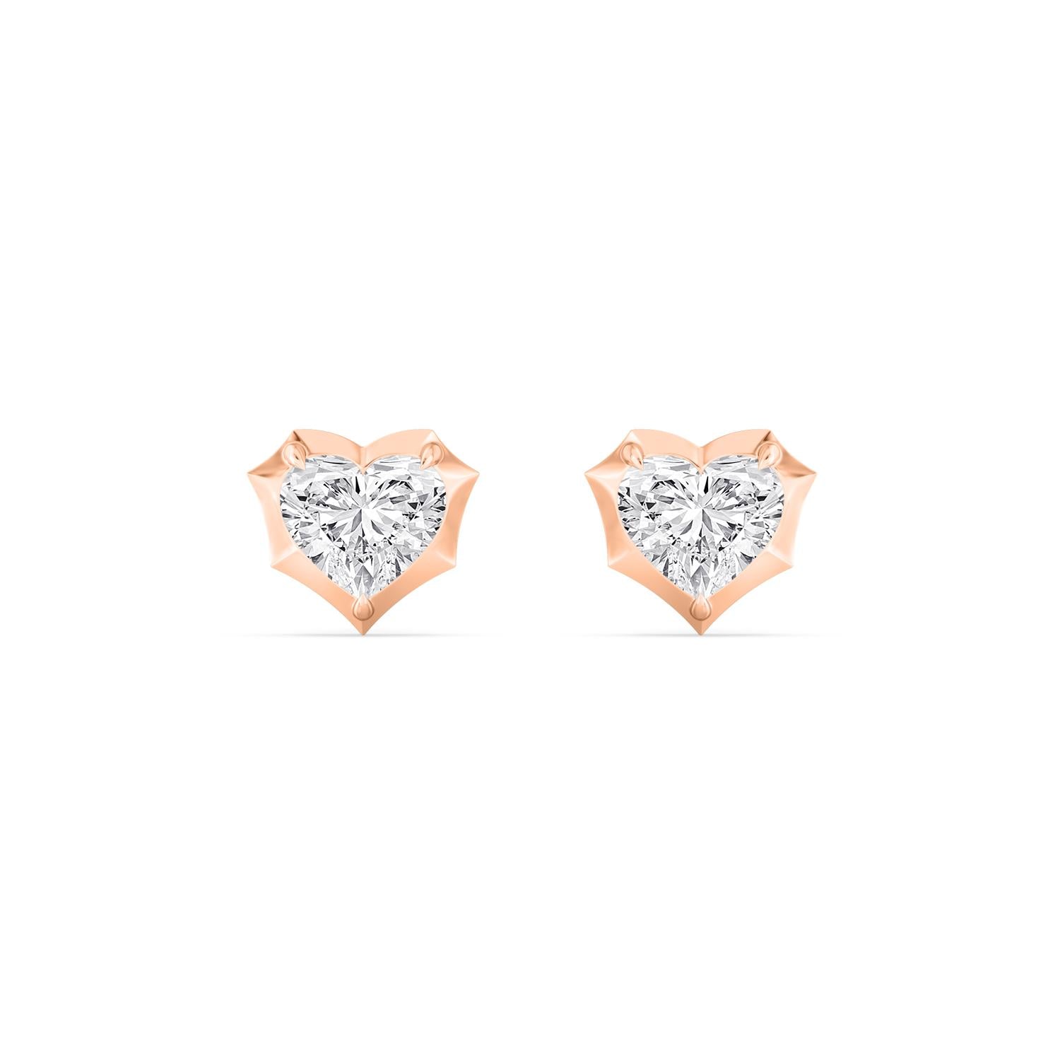 molten bezel heart studs - rose gold product image 1