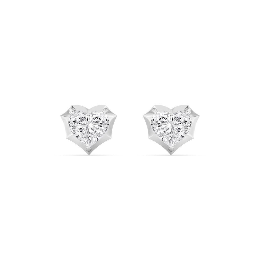 molten bezel heart studs - white gold product image 1