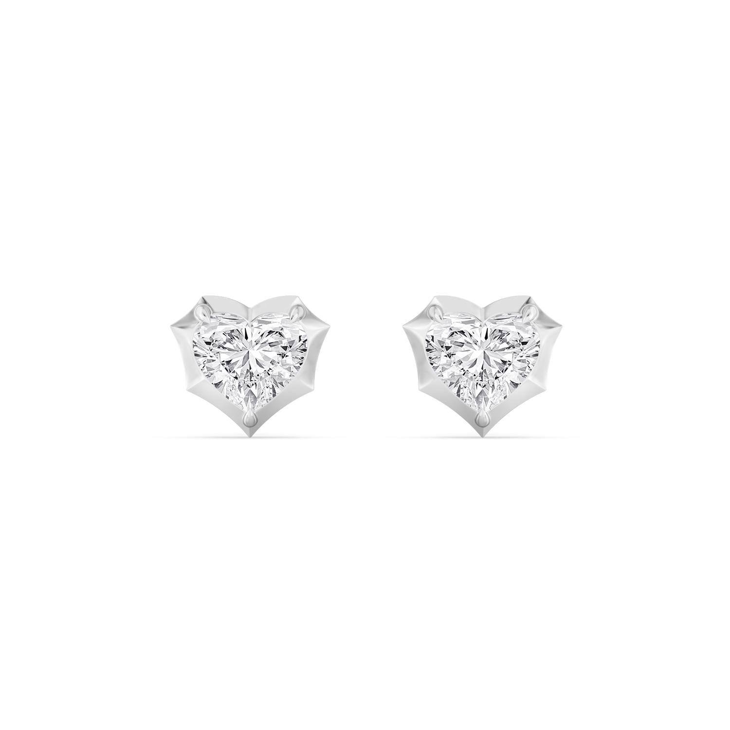 molten bezel heart studs - white gold product image 1