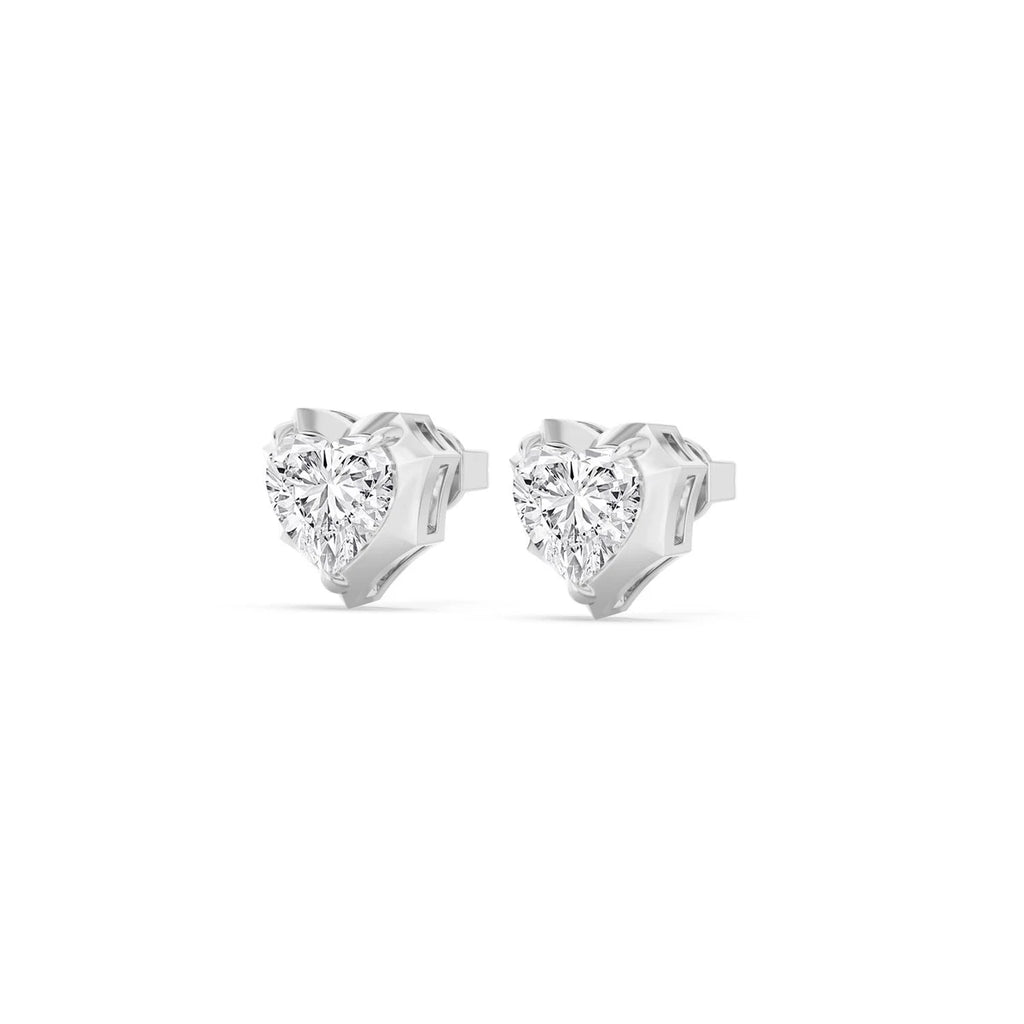 molten bezel heart studs - white gold - alternate side view