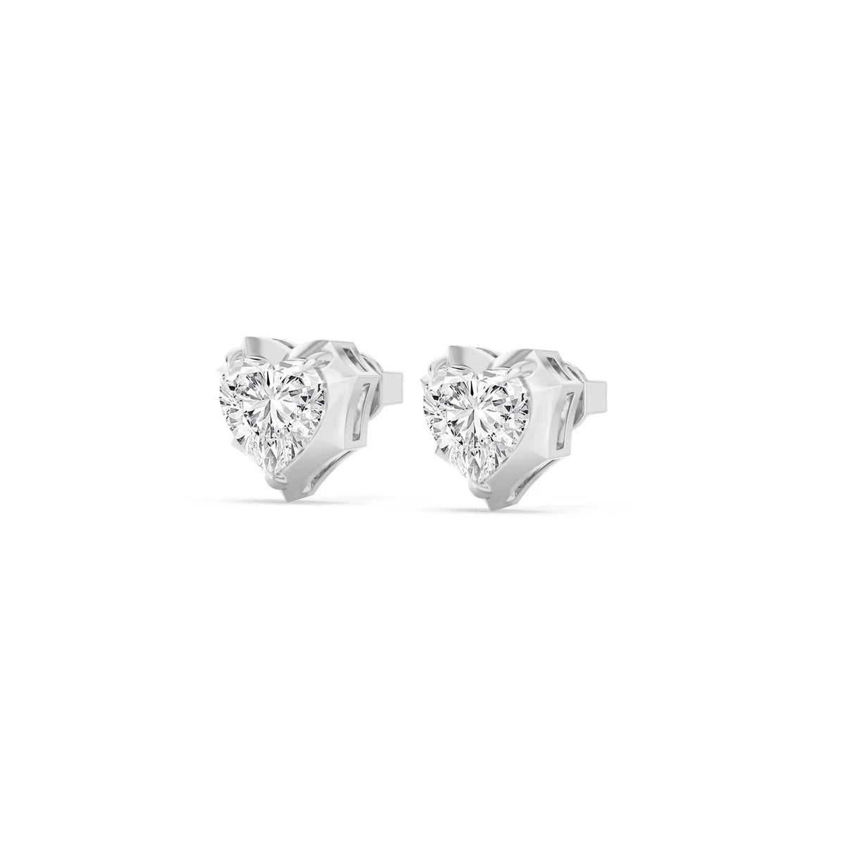 molten bezel heart studs - white gold - alternate side view
