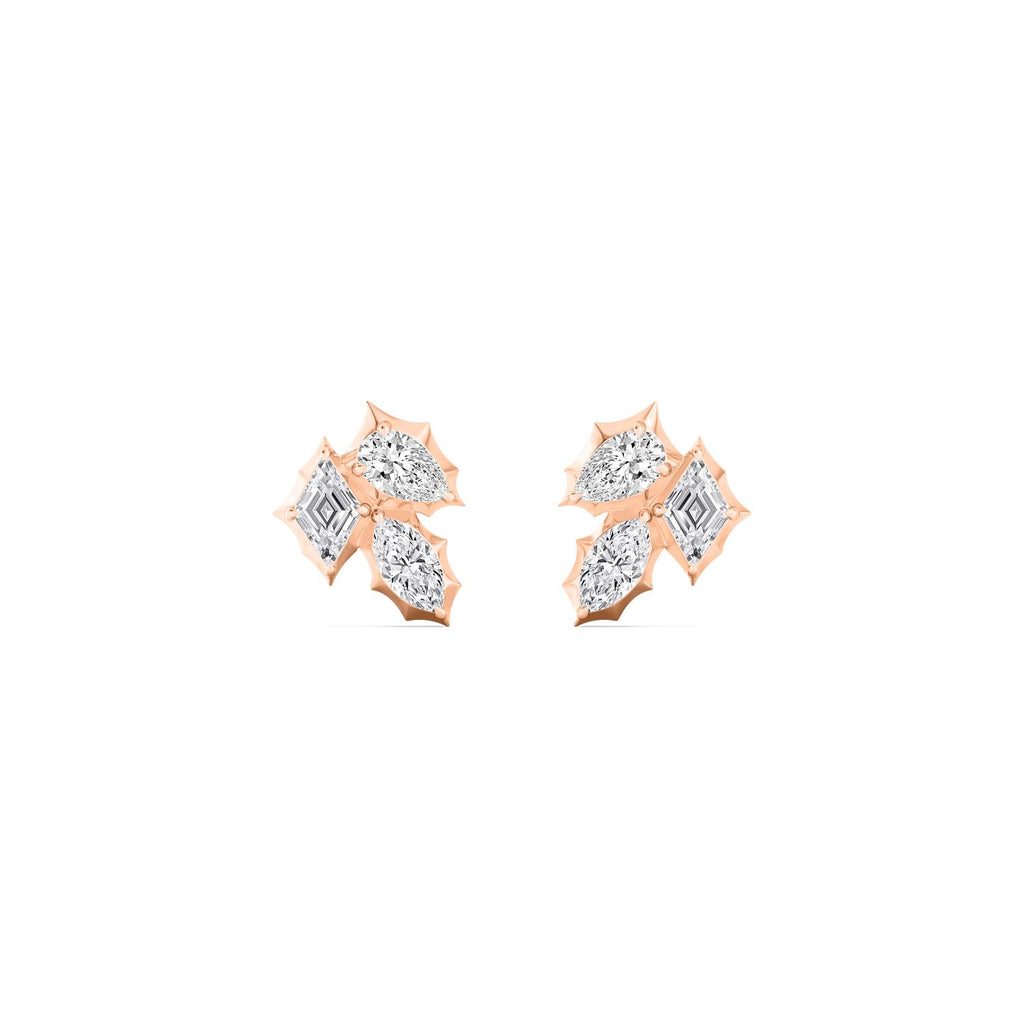 molten 3 stone cluster stud - rose gold product image 1