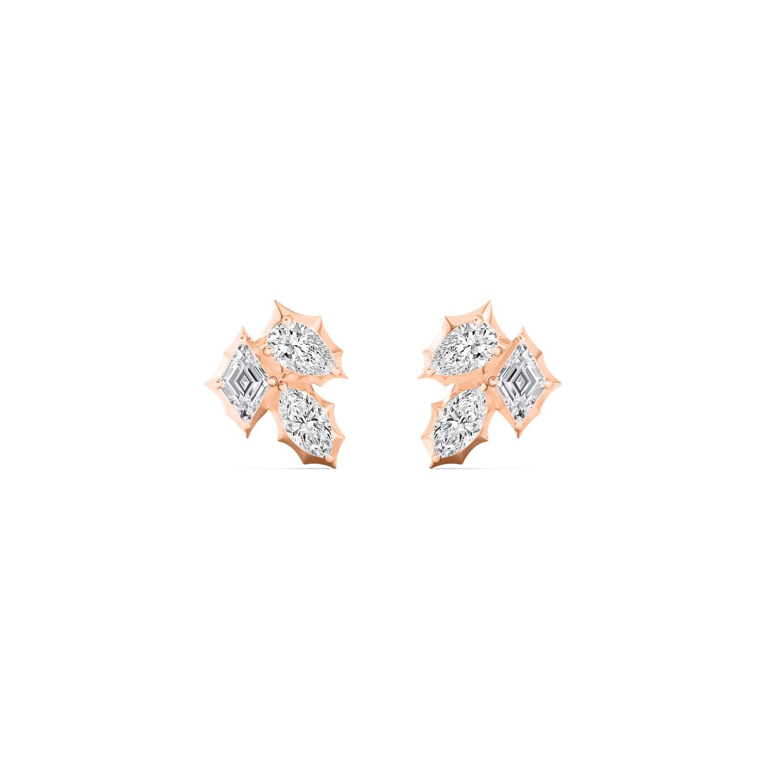 molten 3 stone cluster stud - rose gold product image 1