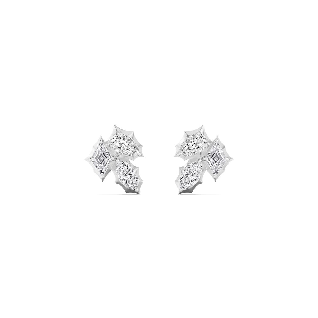 molten 3 stone cluster stud - white gold product image 1