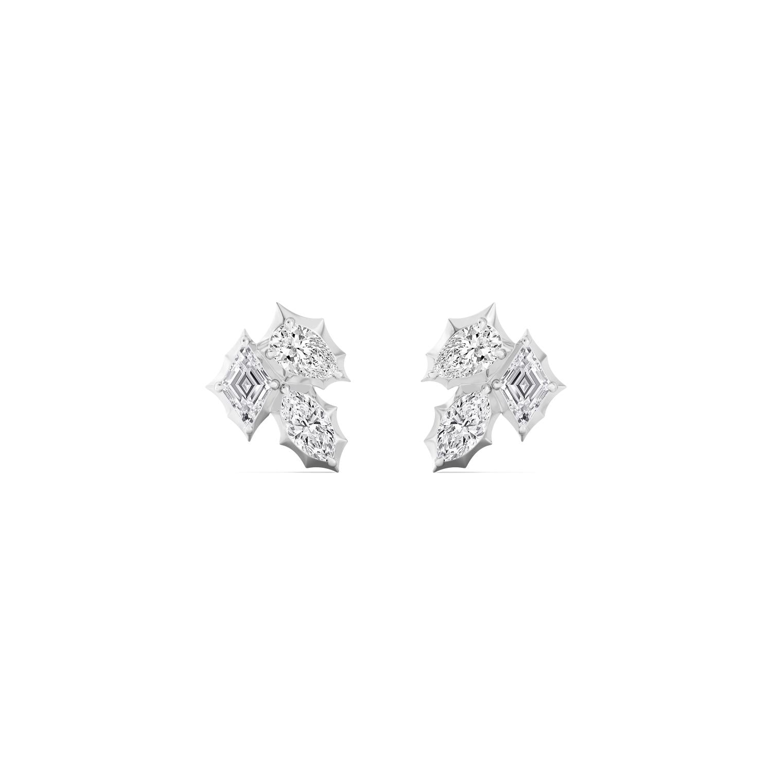 molten 3 stone cluster stud - white gold product image 1