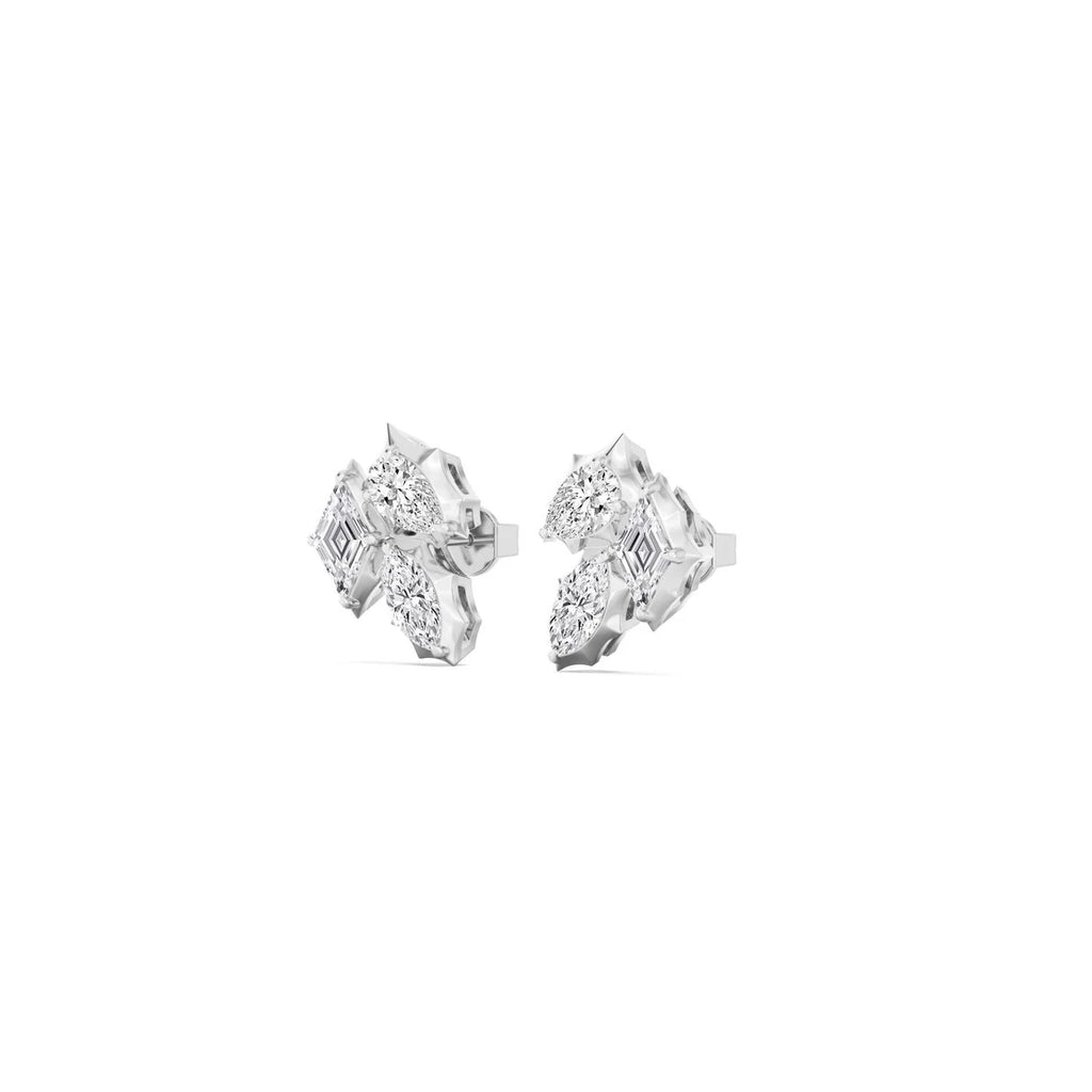 molten 3 stone cluster stud - white gold - alternate side view