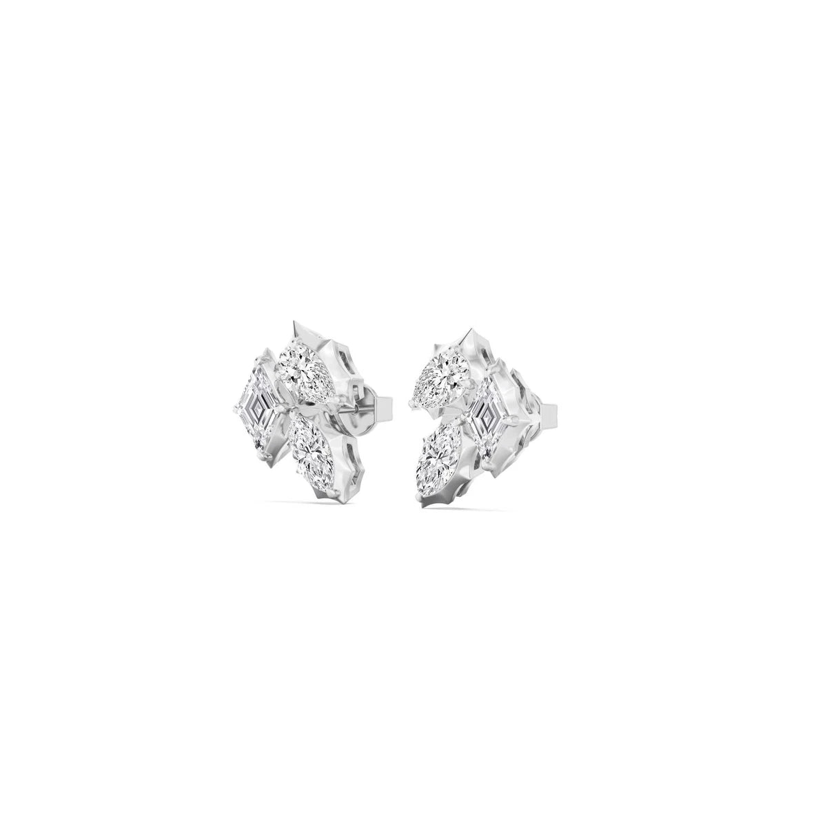 molten 3 stone cluster stud - white gold - alternate side view