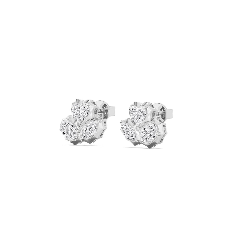 molten 3 stone studs - white gold - alternate side view