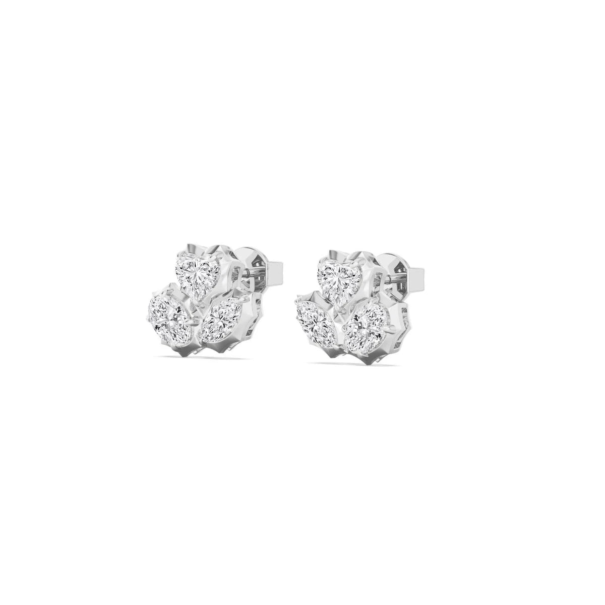 molten 3 stone studs - white gold - alternate side view
