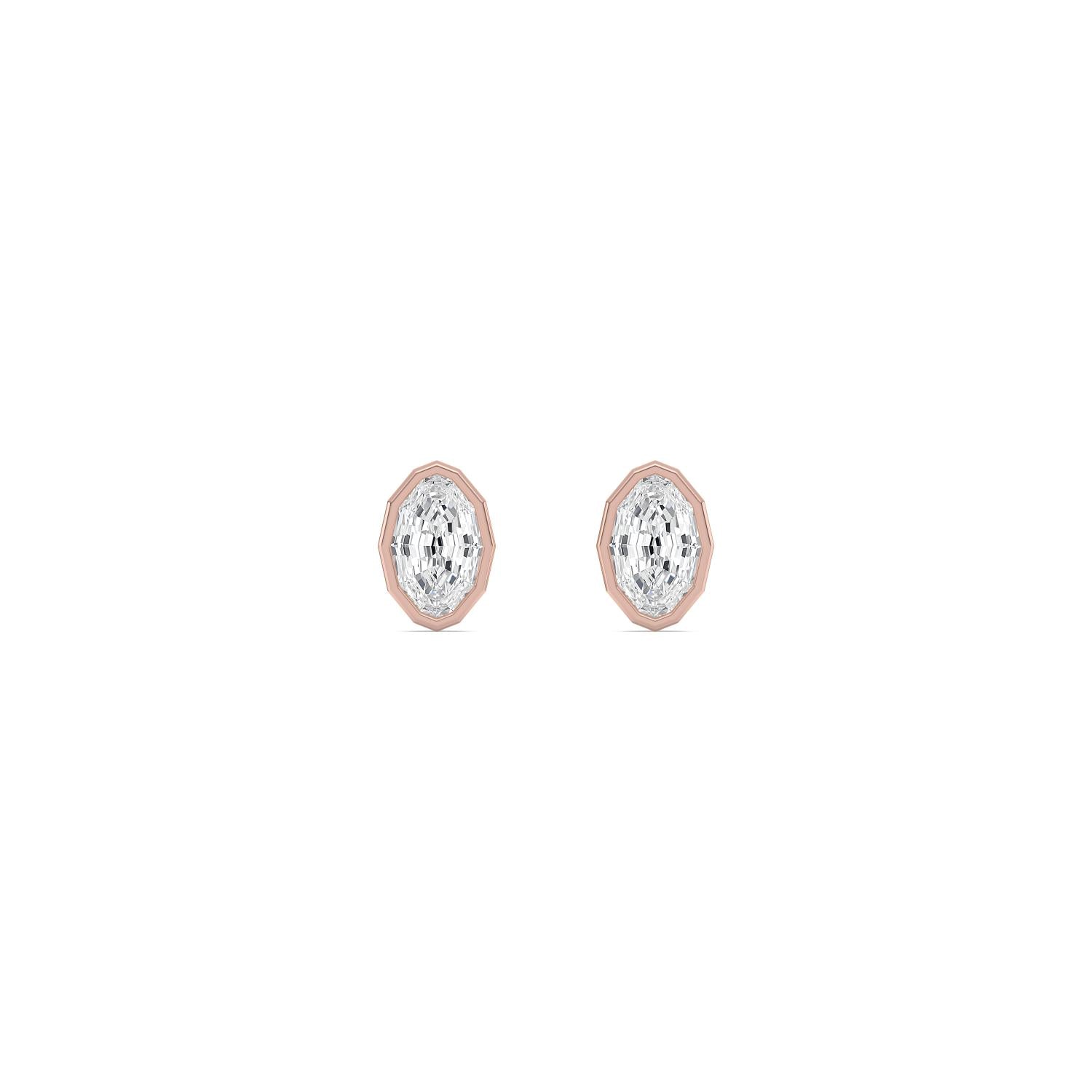 1.41ct Oval Lab Diamond Stud Earrings in 9ct Gold - rose gold product image 1
