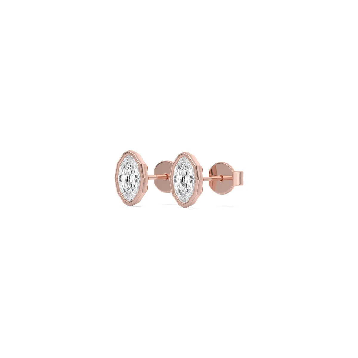 Ovale Stud Earrings - rose gold - alternate side view