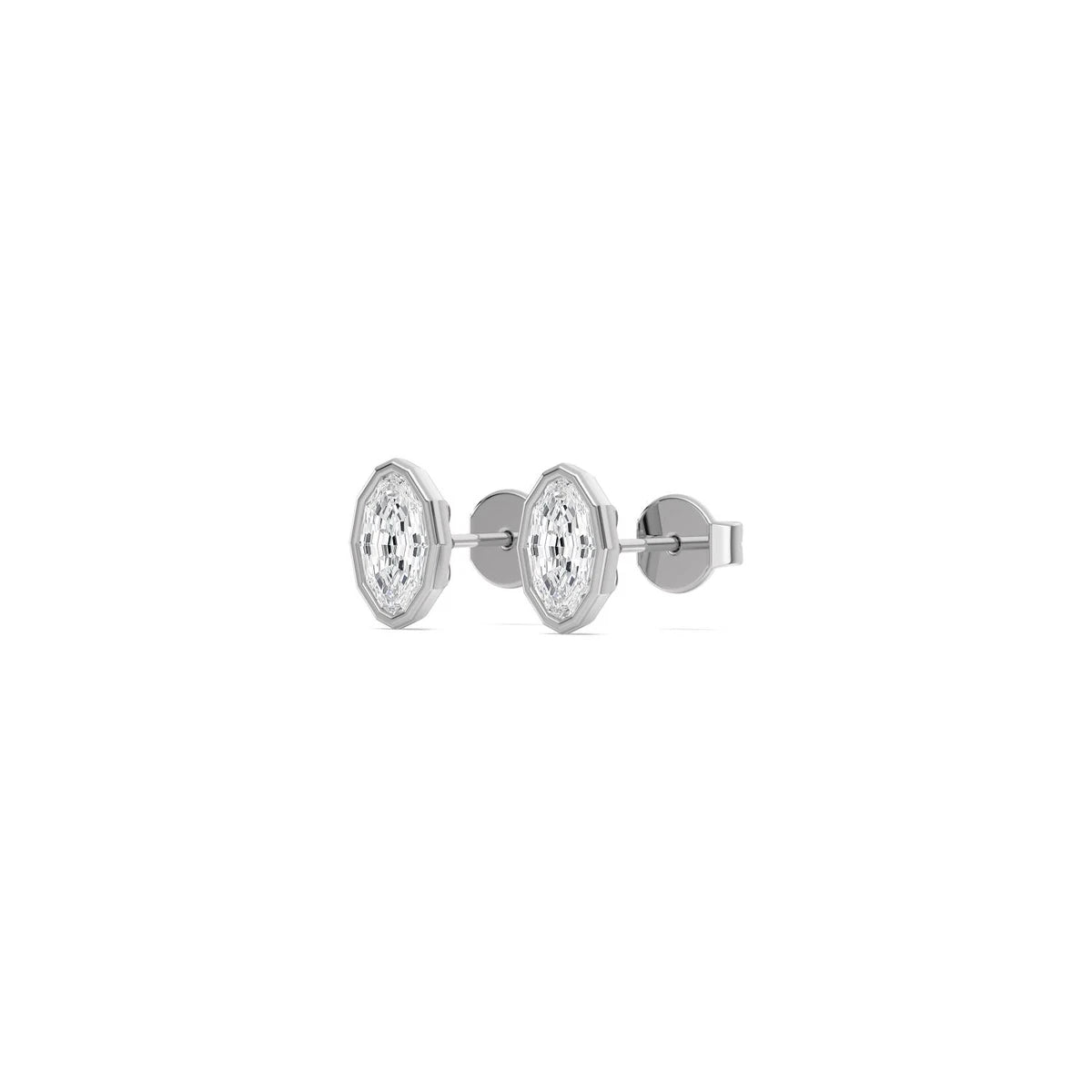 Ovale Stud Earrings - white gold - alternate side view