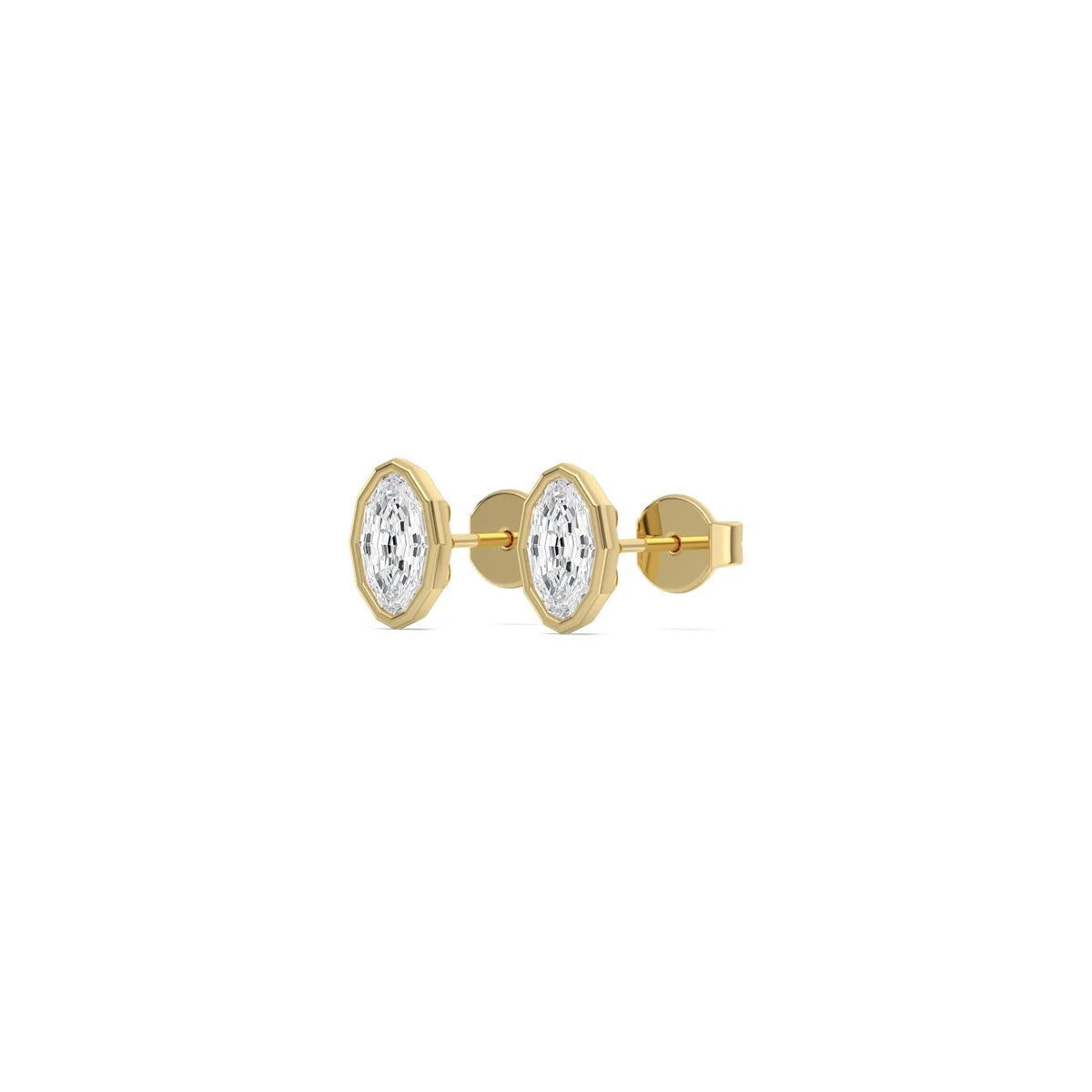 Ovale Stud Earrings - yellow gold - alternate side view