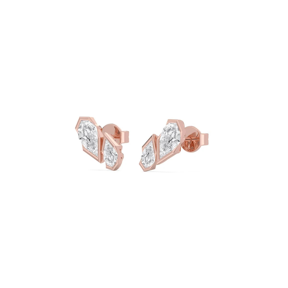 Perla Pear Stud Earrings - rose gold - alternate side view