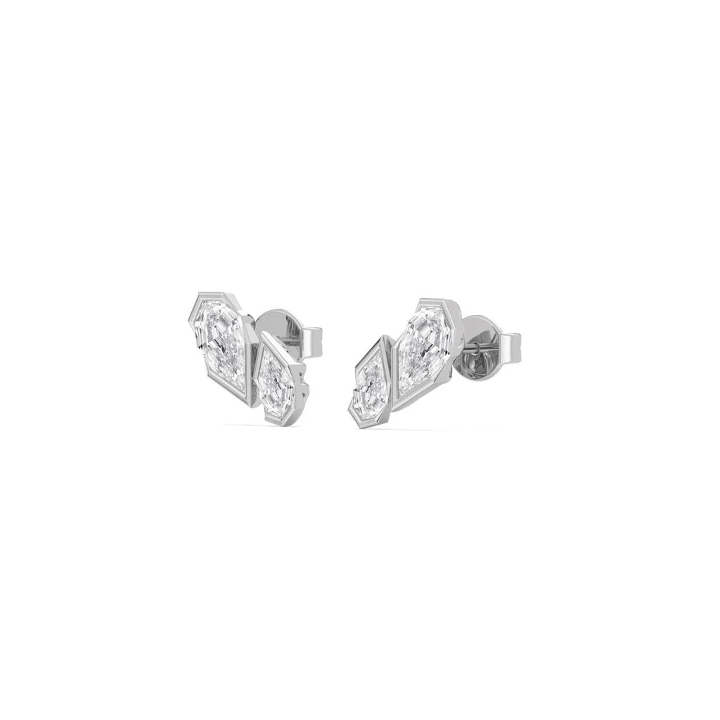 Perla Pear Stud Earrings - white gold - alternate side view