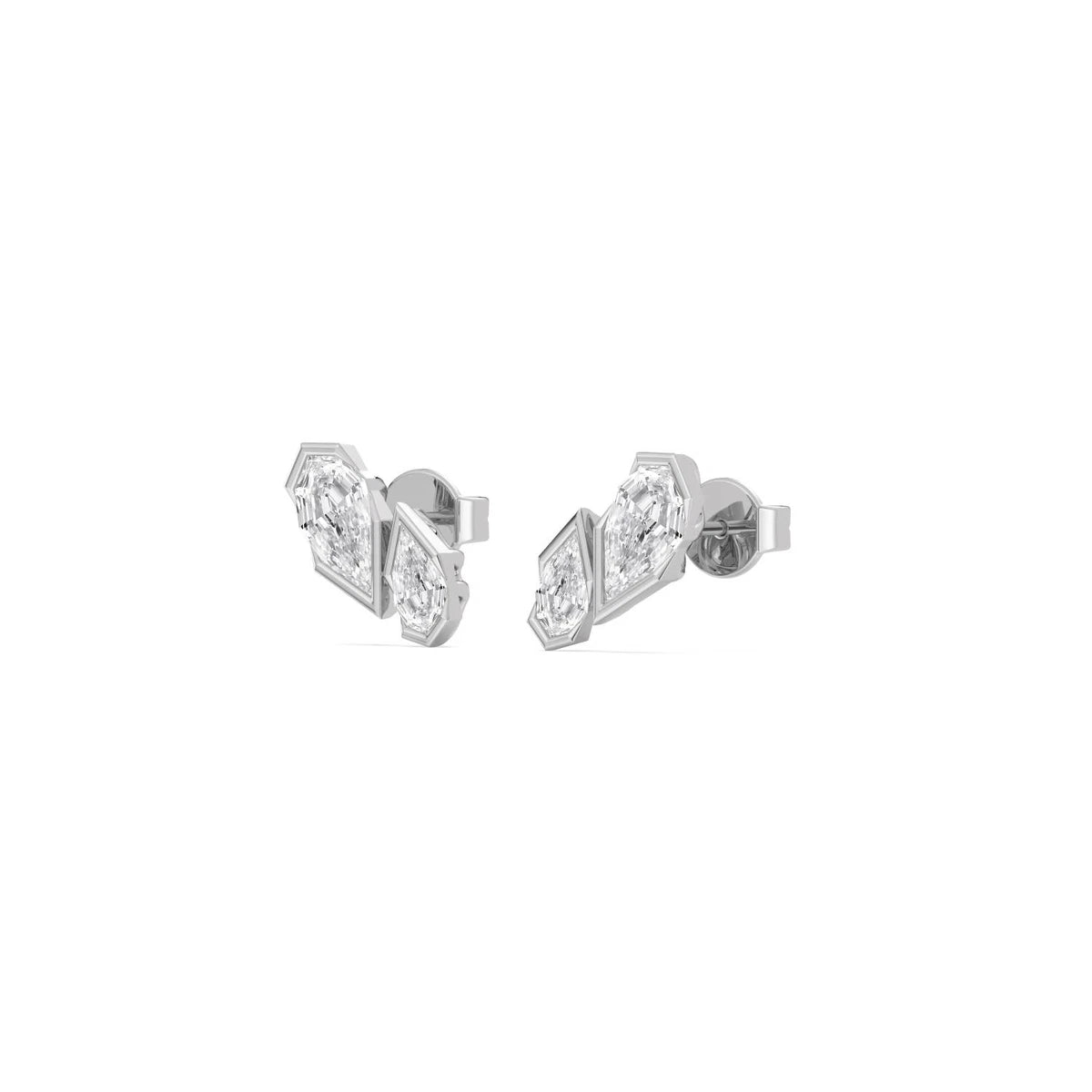 Perla Pear Stud Earrings - white gold - alternate side view