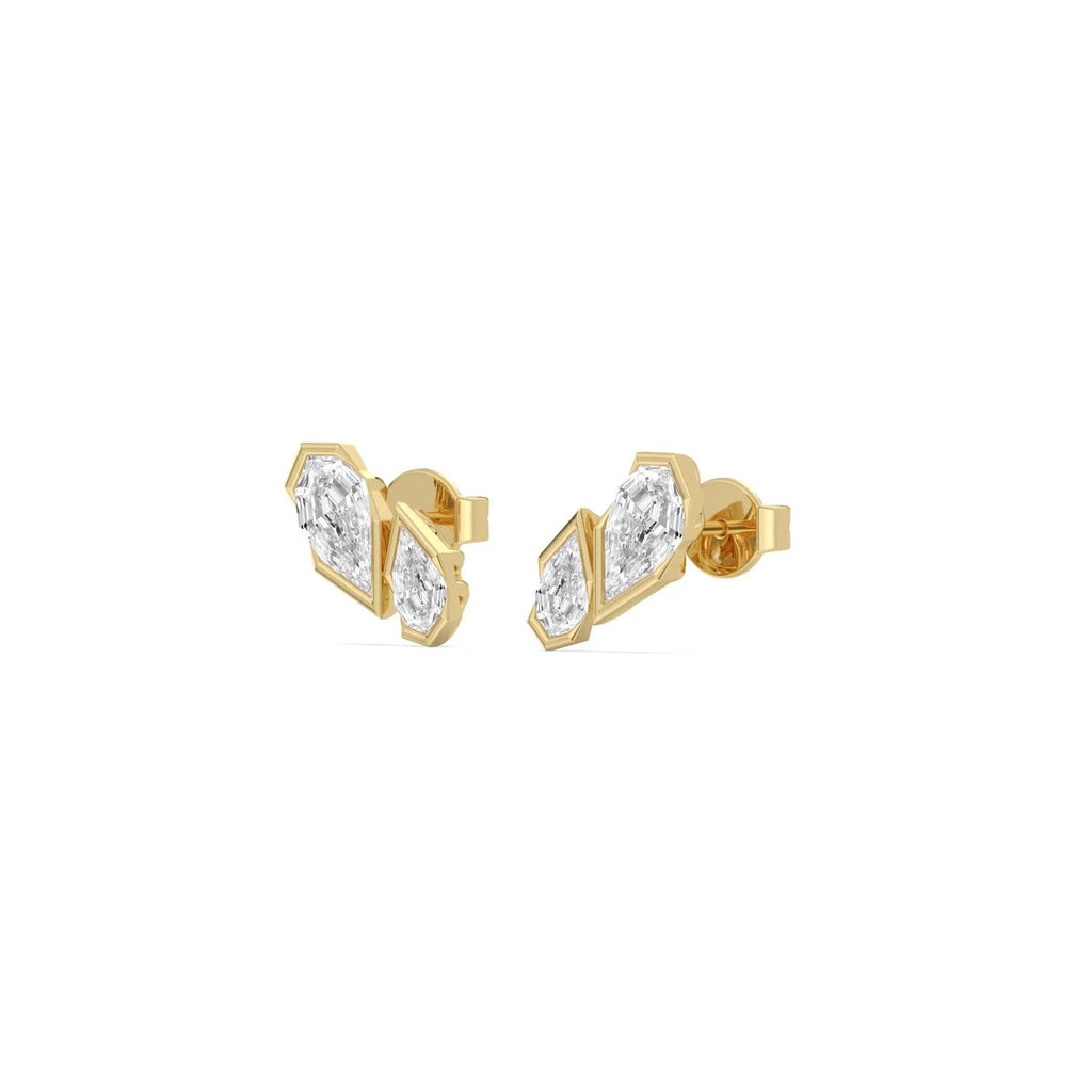 Perla Pear Stud Earrings - yellow gold - alternate side view