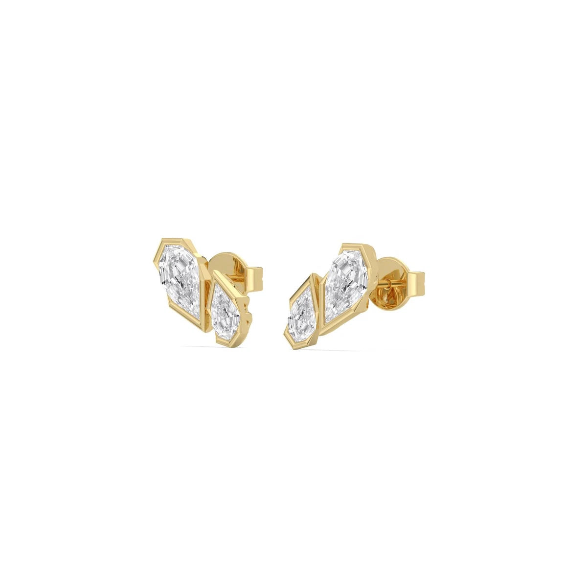 Perla Pear Stud Earrings - yellow gold - alternate side view
