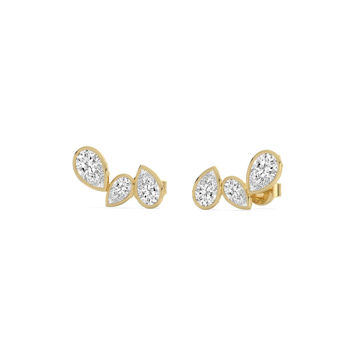 2.29ct Pear Lab Diamond Earrings in 9ct Gold - yellow gold product image 4