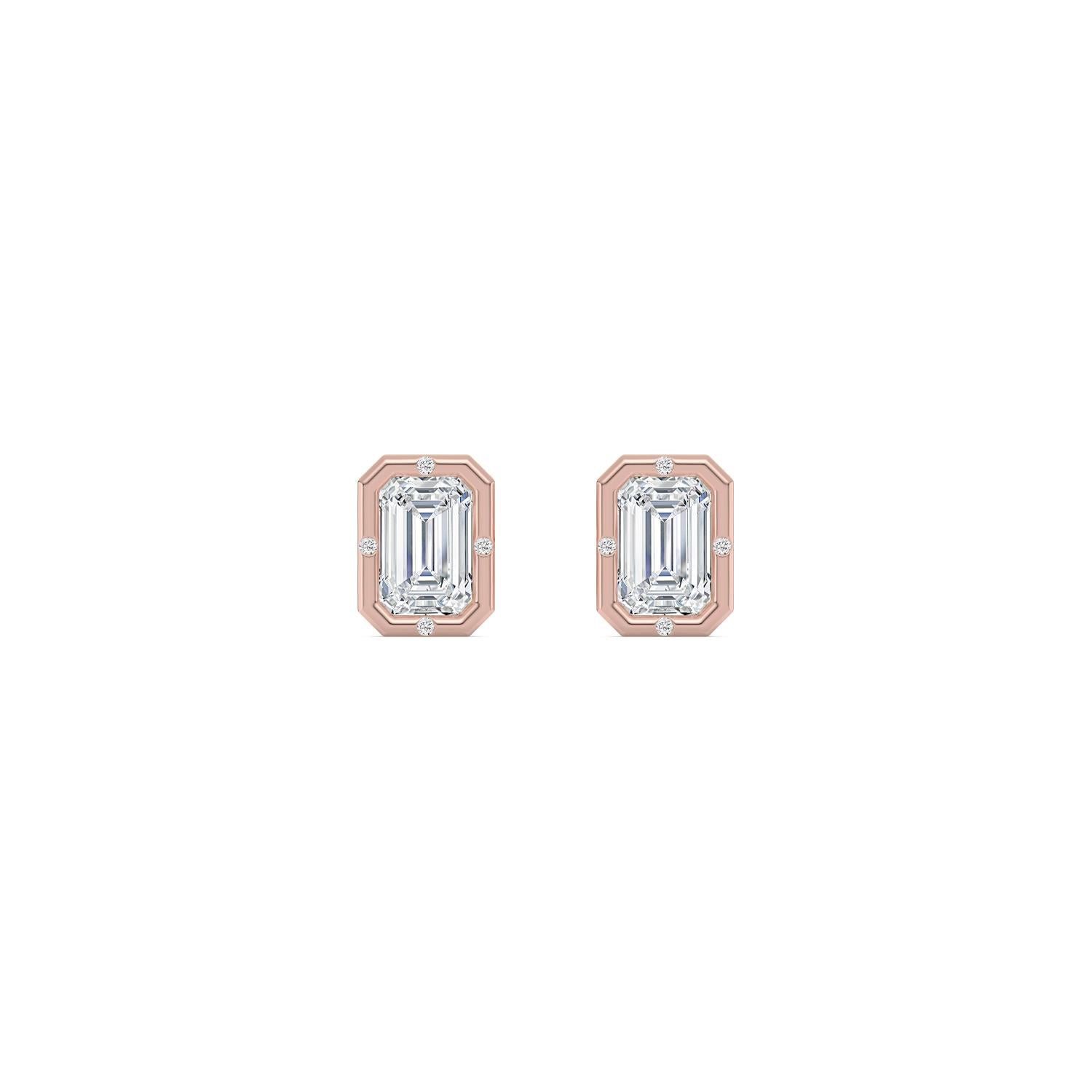 2.02ct Emerald Lab Diamond Earrings in 9ct Gold - rose gold product image 1