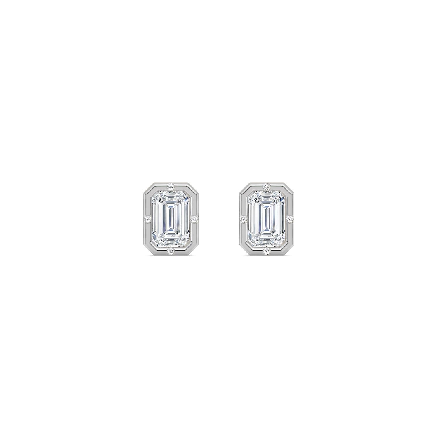 2.02ct Emerald Lab Diamond Earrings in 9ct Gold - white gold product image 1