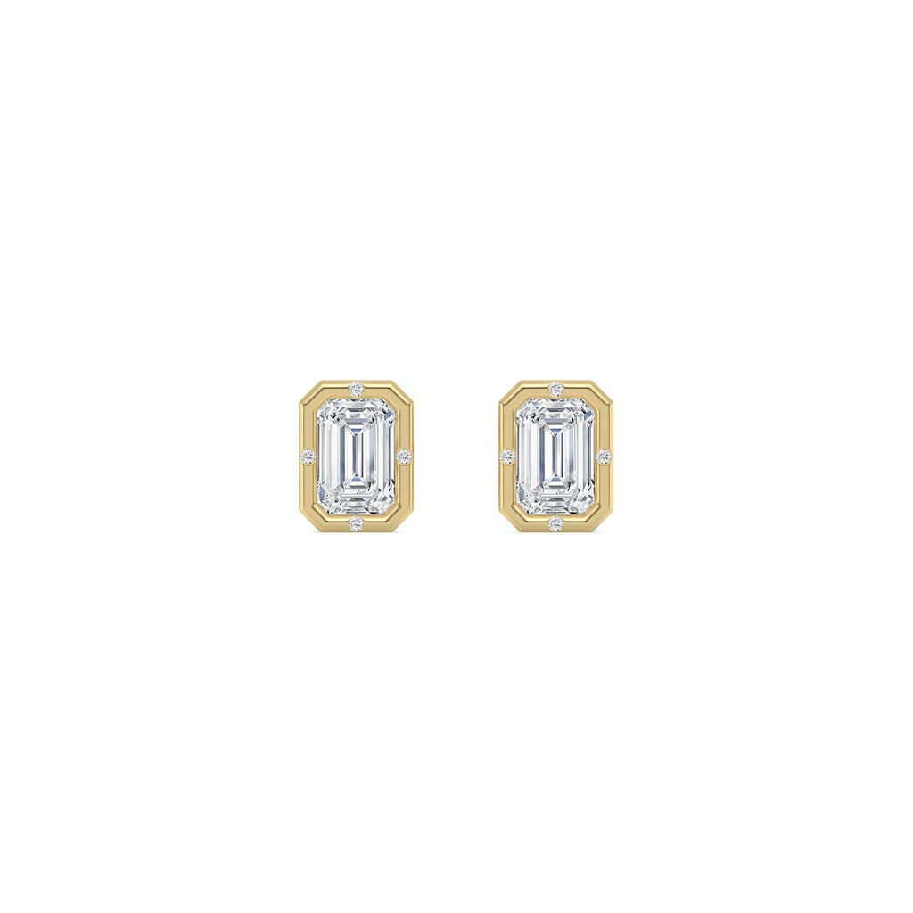 2.02ct Emerald Lab Diamond Earrings in 9ct Yellow Gold - image 1