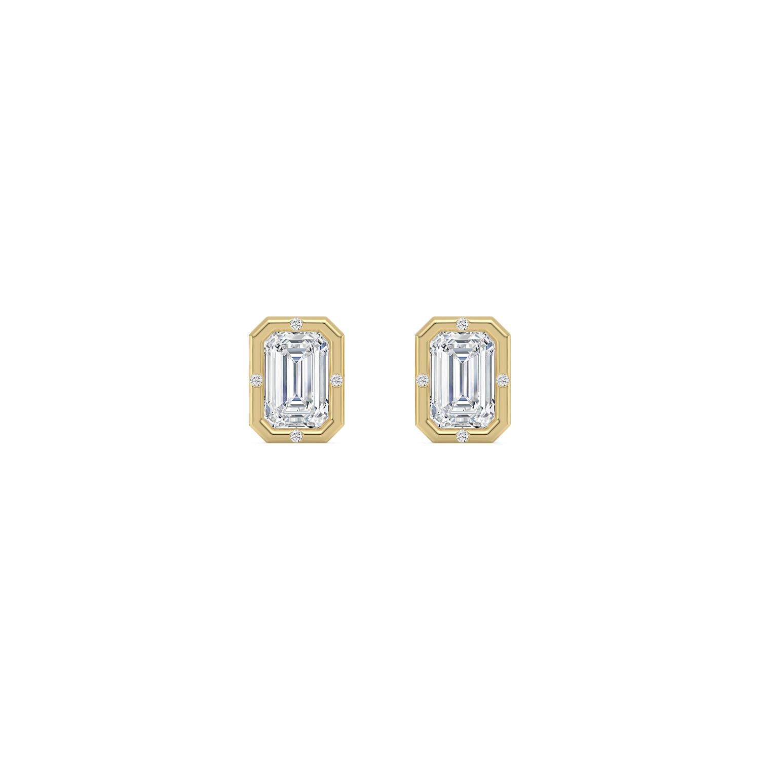 2.02ct Emerald Lab Diamond Earrings in 9ct Yellow Gold - image 1