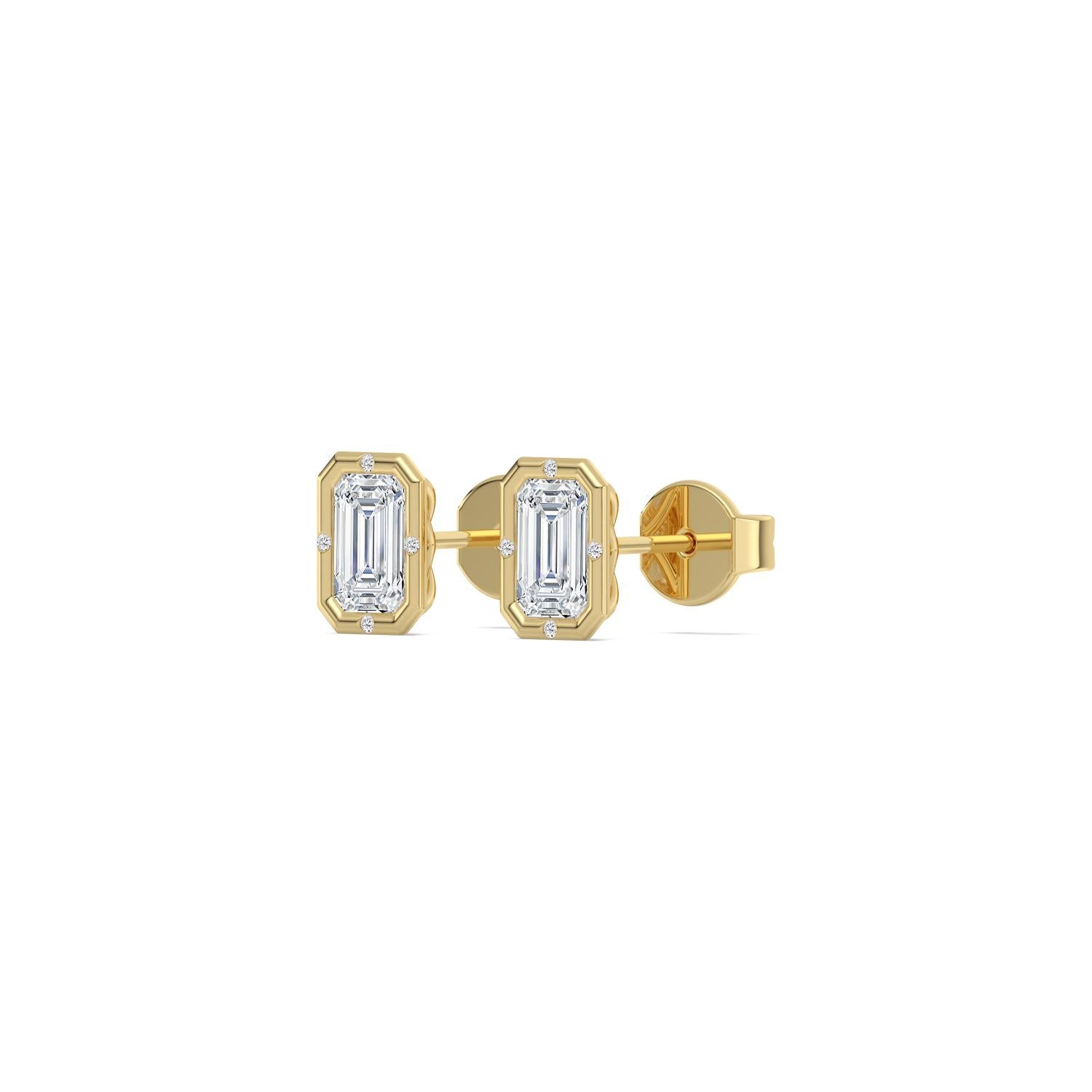 2.02ct Emerald Lab Diamond Earrings in 9ct Gold - yellow gold product image 4