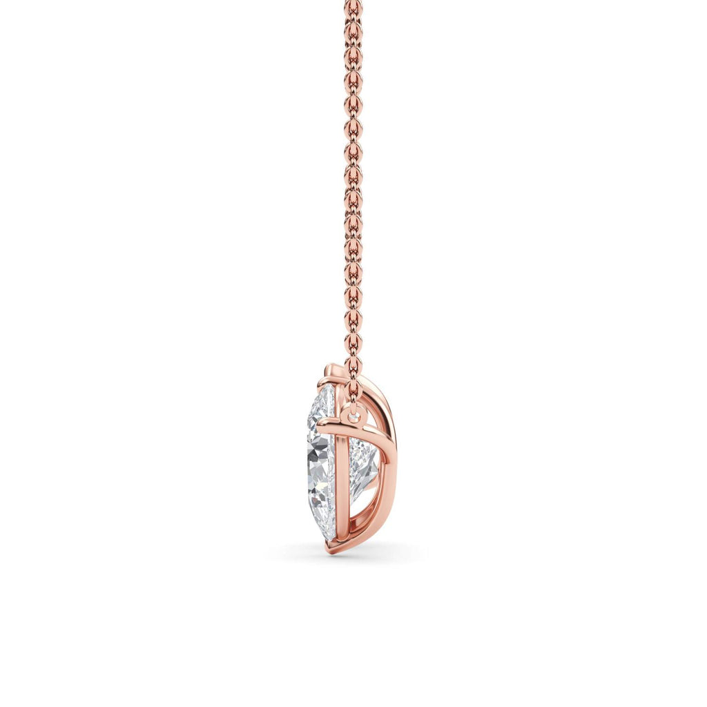 Velvet Pear Pendant Set - rose gold - side/angle view