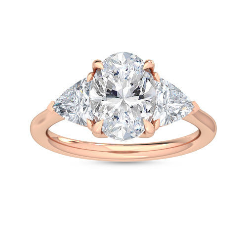Oval Trilliant Engagement Ring - rose gold - front view