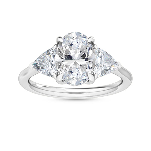 Oval Trilliant Engagement Ring - white gold - front view