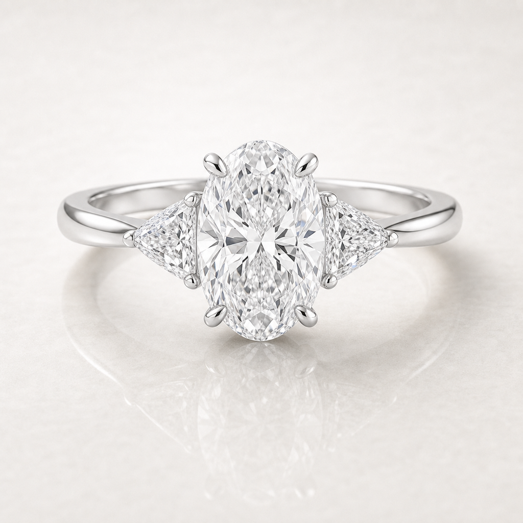 Oval Trilliant Engagement Ring - SJR55978OV white gold product-only view