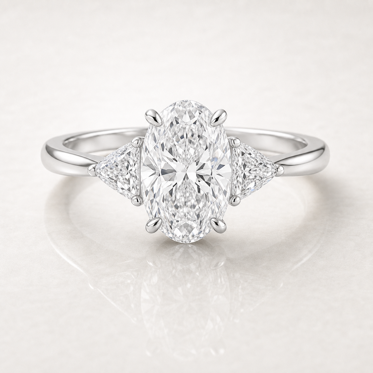 Oval Trilliant Engagement Ring - SJR55978OV white gold product-only view