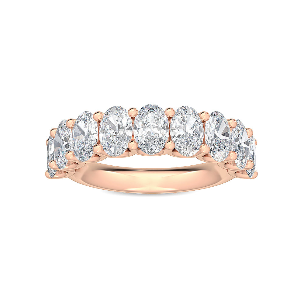 9 Stone Oval Band - rose gold - front view