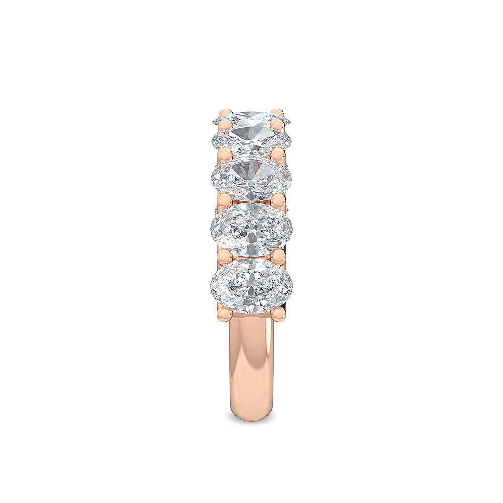 14 Stone Oval Band - rose gold - side/angle view